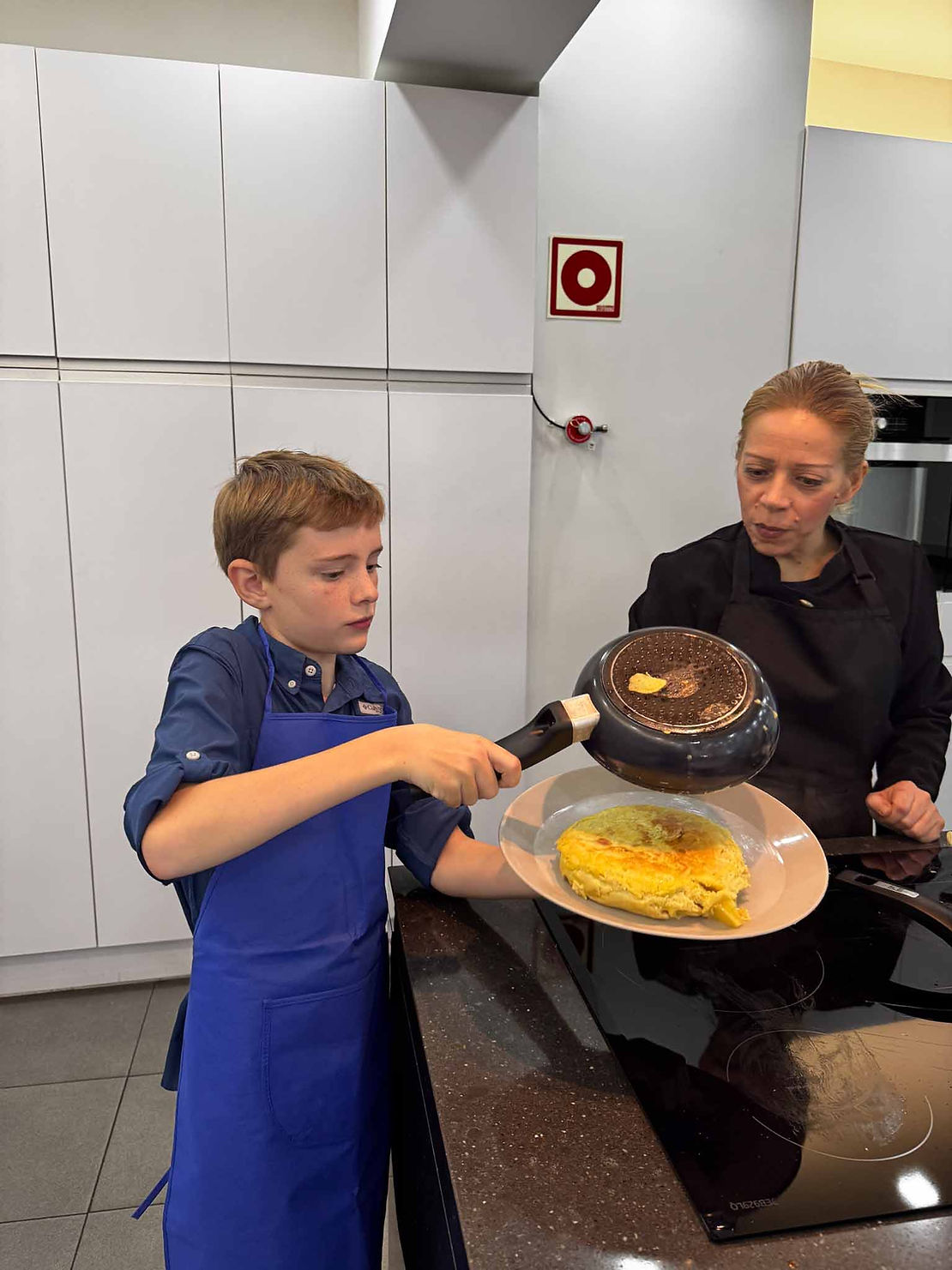 Tim mastering the wrist flick for tortilla de papas