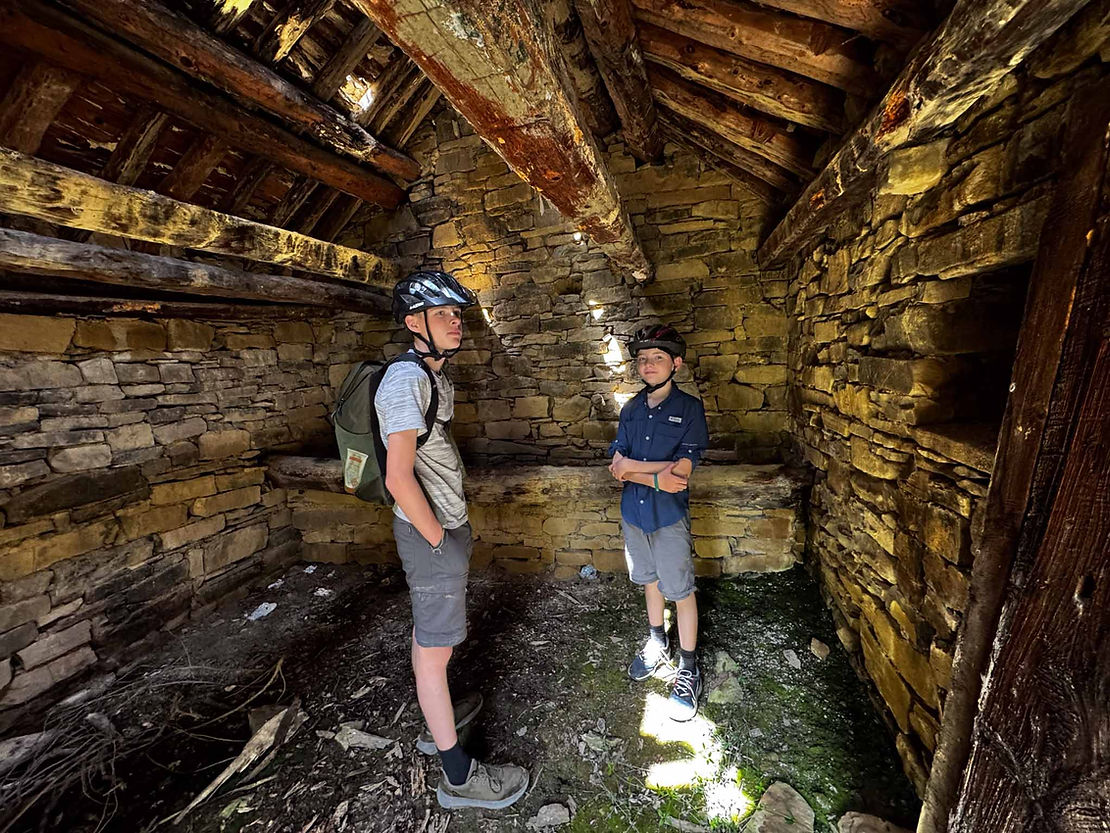 Tim crashed and when he looked up he saw this ~500 year old farm house right by the trail