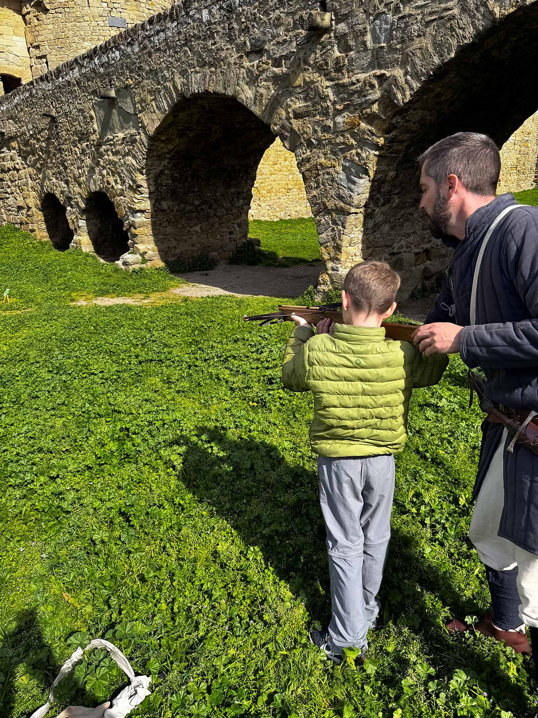 Learning how to shoot a crossbow at Carcassonne