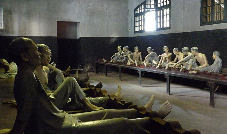 A replication of the conditions in the prisons. Vietnamese prisoners were sometimes kept in leg irons for weeks at a time.