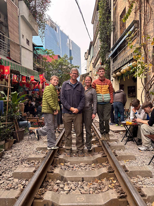 We had egg coffee on Train Street in Hanoi, where you can sit wedged between the buildings and the track with (what feels like) less than 12" clearance between you and the passing train!