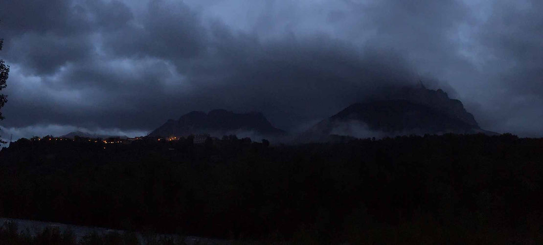 Misty nightfall in the northern Pyrenees