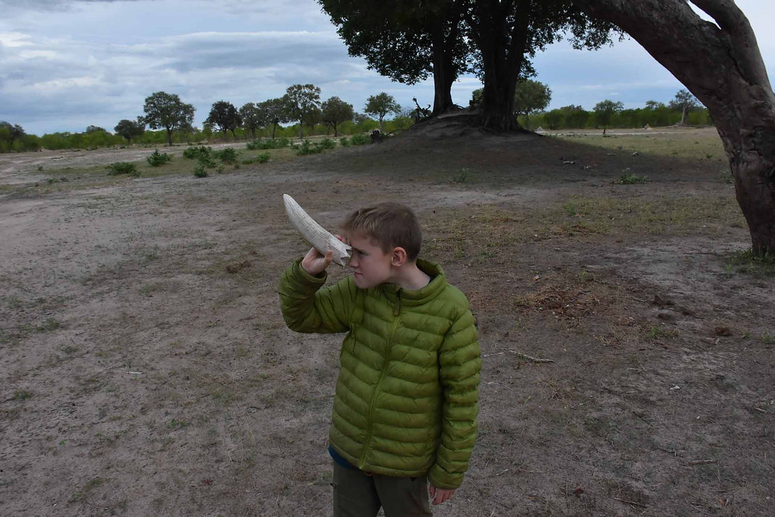 Tim with tusk fragment that he found.