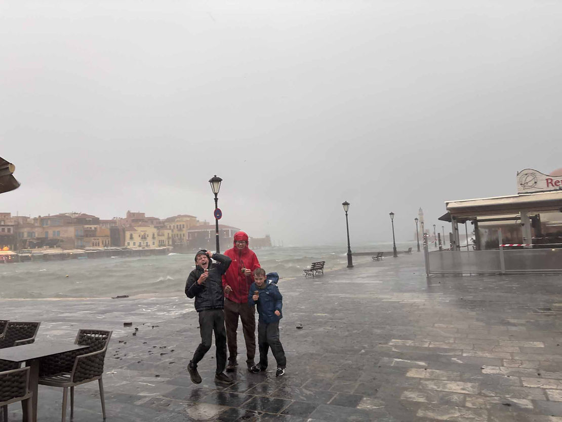 Eating ice cream in the storm!
