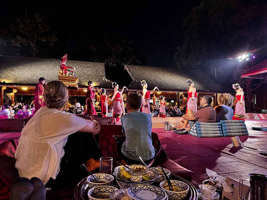 Watching an evening traditional dance show