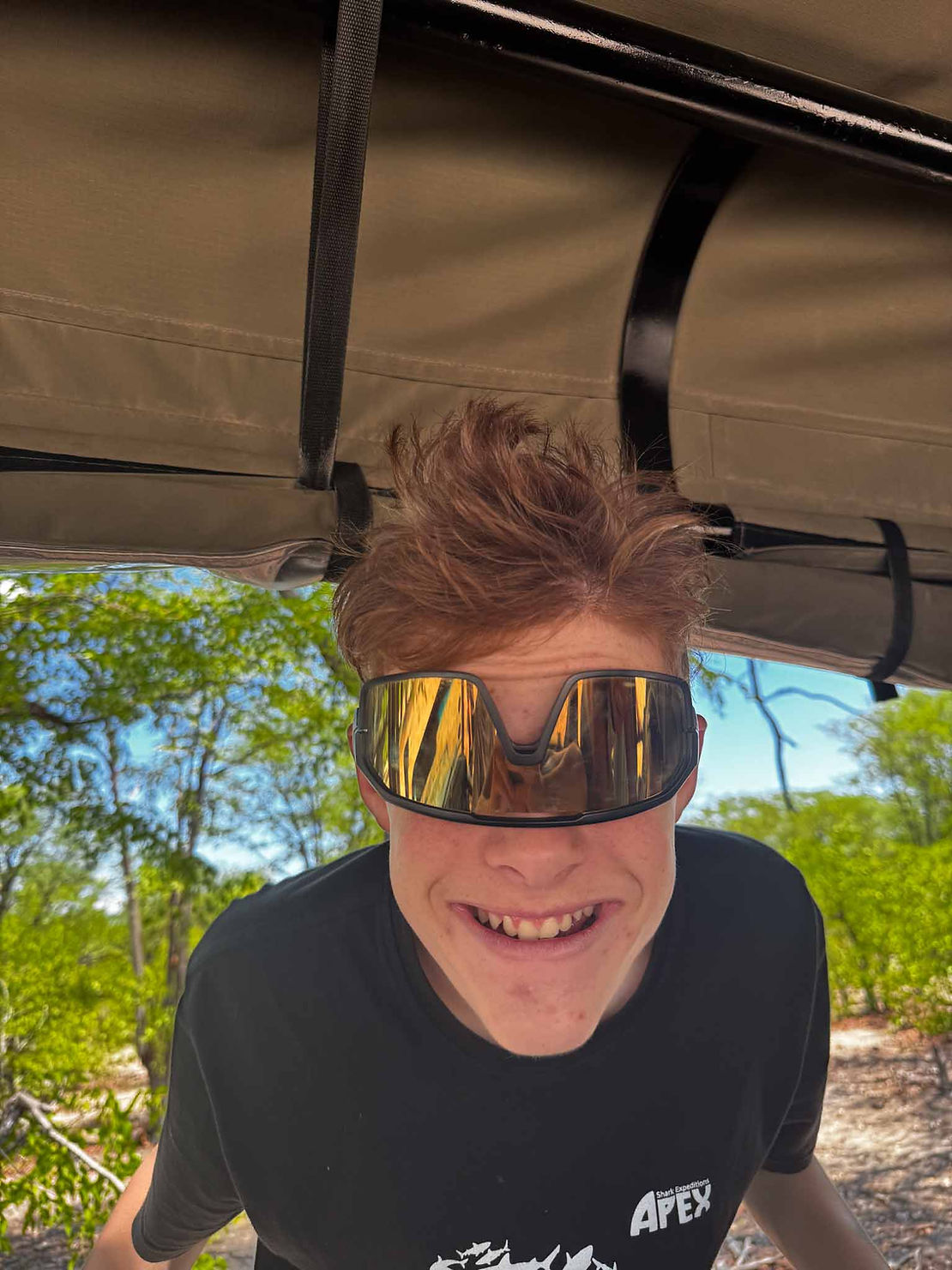 Neil's hair after 5 hours in an open jeep at highway speed.